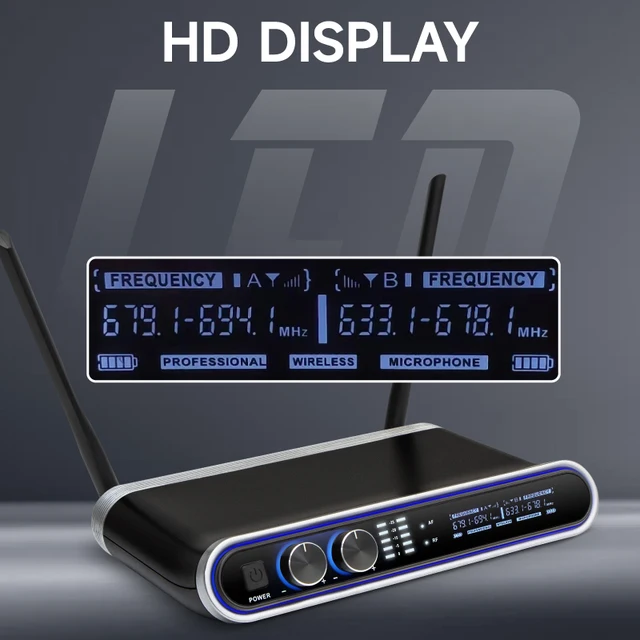 Hridz UHF Wireless Microphone System Dual Handheld Mics with 100m Range Receiver for Karaoke Meetings Parties