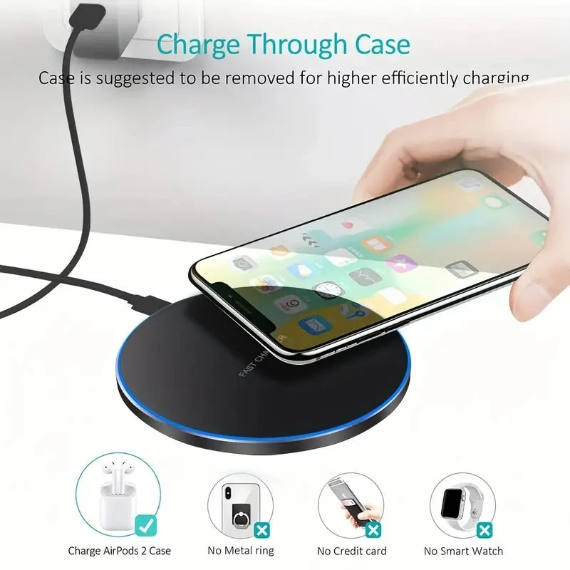 Hridz Ultra Fast Wireless Charger Slim Pad For Samsung Xiaomi Huawei iPhone