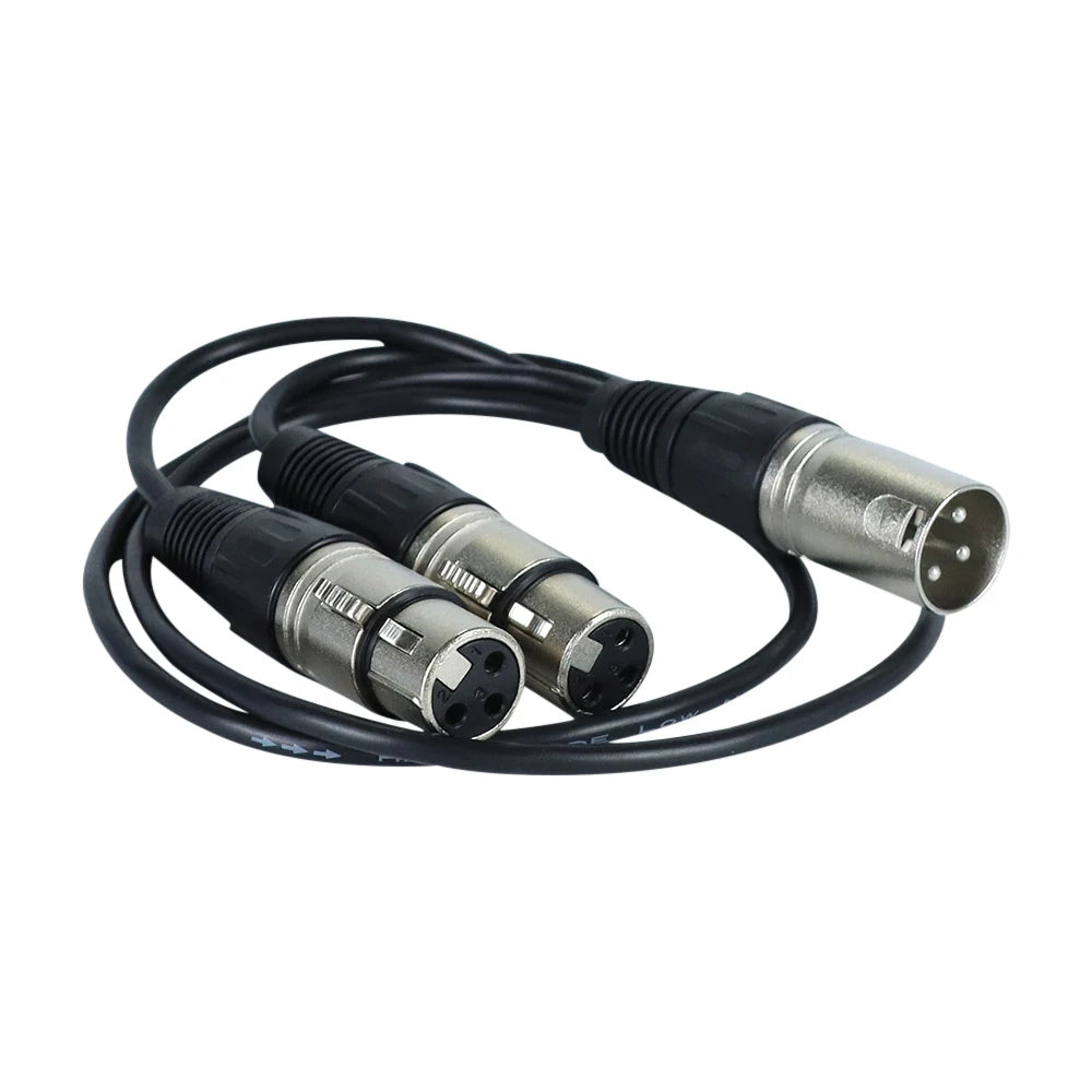 Hridz Y Splitter XLR Audio Cable 50cm - Dual Mic Adapter Male to 2 Female XLR Jacks cables