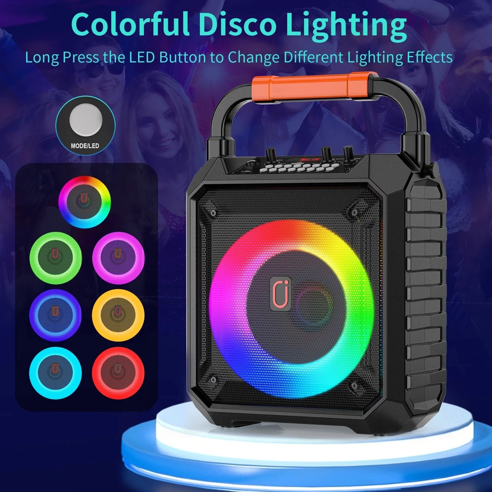 JYX T17 Portable Karaoke Machine - Bluetooth 5.1 Speaker, 2 Wireless Mics & RGB Lights