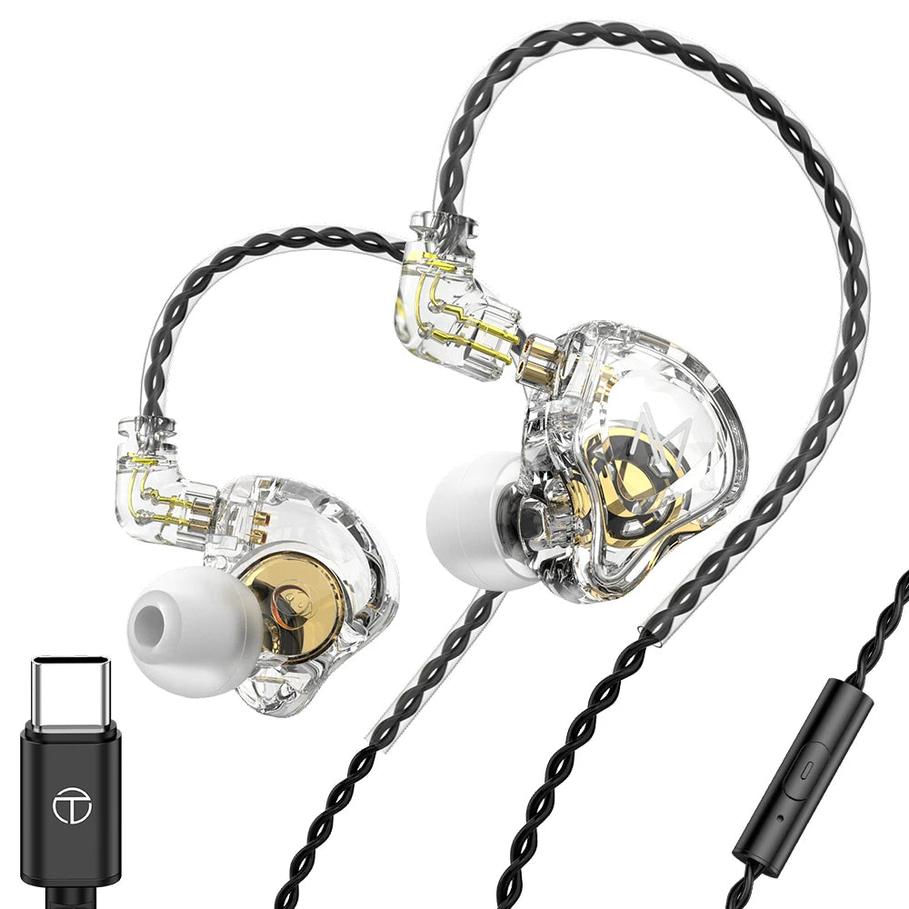 MT1 HIFI In-Ear Monitor Earphone Type-C With Mic DJ Monitor Earphones Dynamic Noise Cancelling