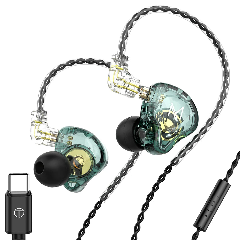MT1 HIFI In-Ear Monitor Earphone Type-C With Mic DJ Monitor Earphones Dynamic Noise Cancelling