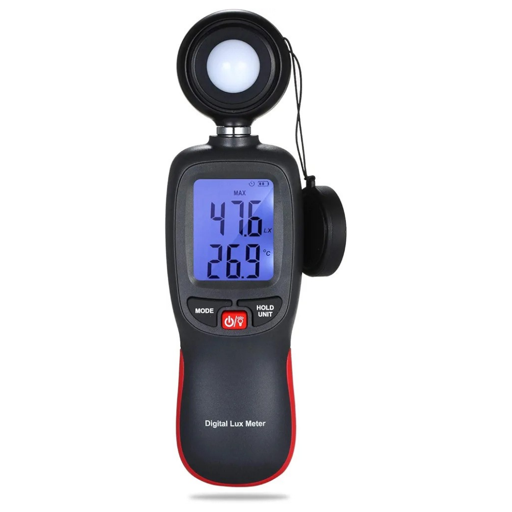 Mini Digital Lux Meter 200000 Lux Light Meter LCD Temp Sensor Max/Min Hold