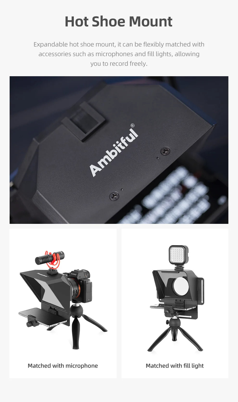 Mini Teleprompter for Mobile & DSLR Camera Recording - Portable Inscriber Artifact Video With Remote Control