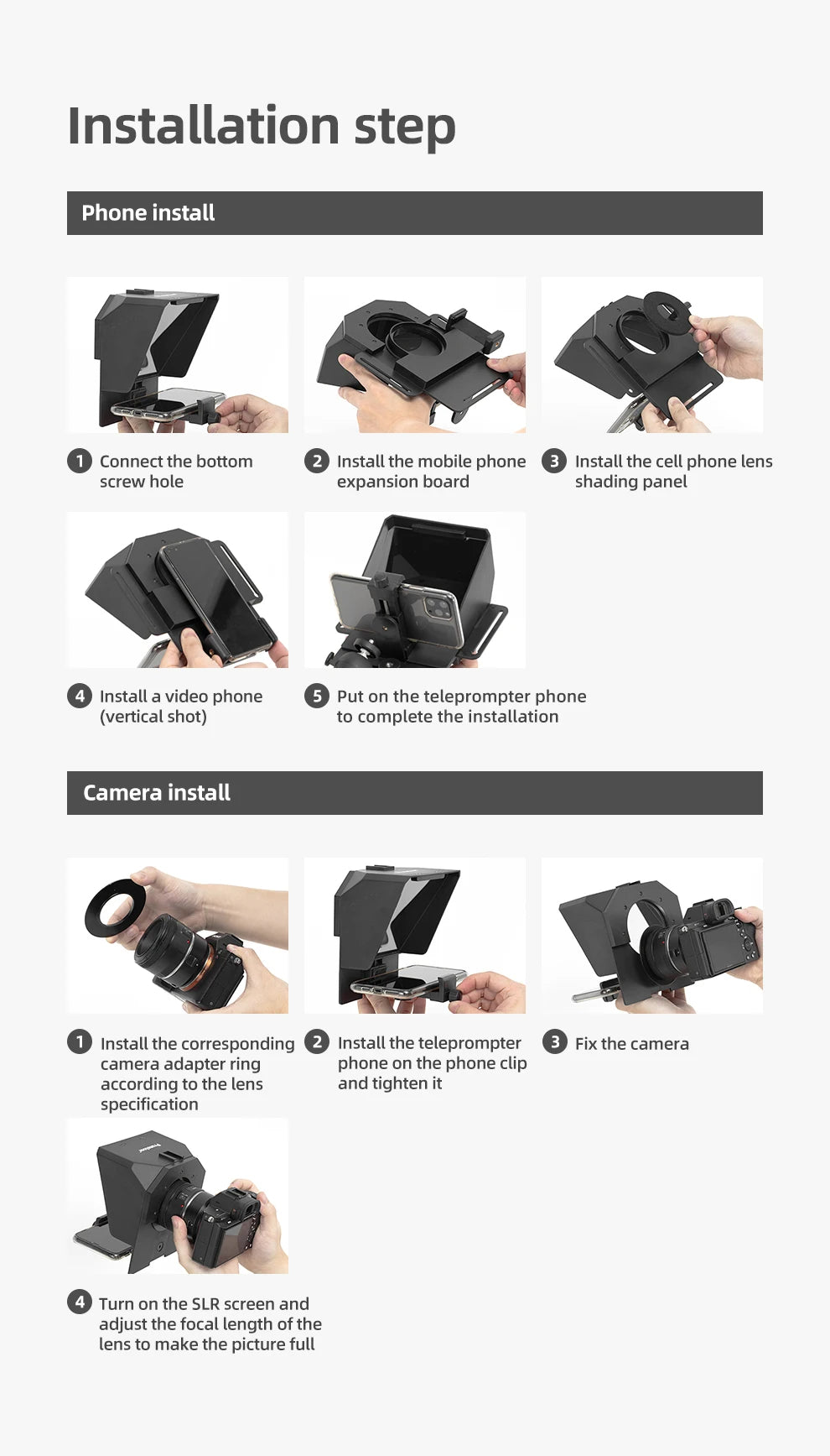 Mini Teleprompter for Mobile Phone and DSLR Recording Portable Inscriber Artifact Video With Remote Control
