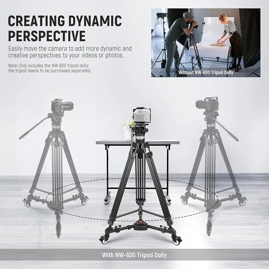 Neewer Heavy Duty Professional Universal Camera Tripod Dolly with 3-inch Rubber Wheels