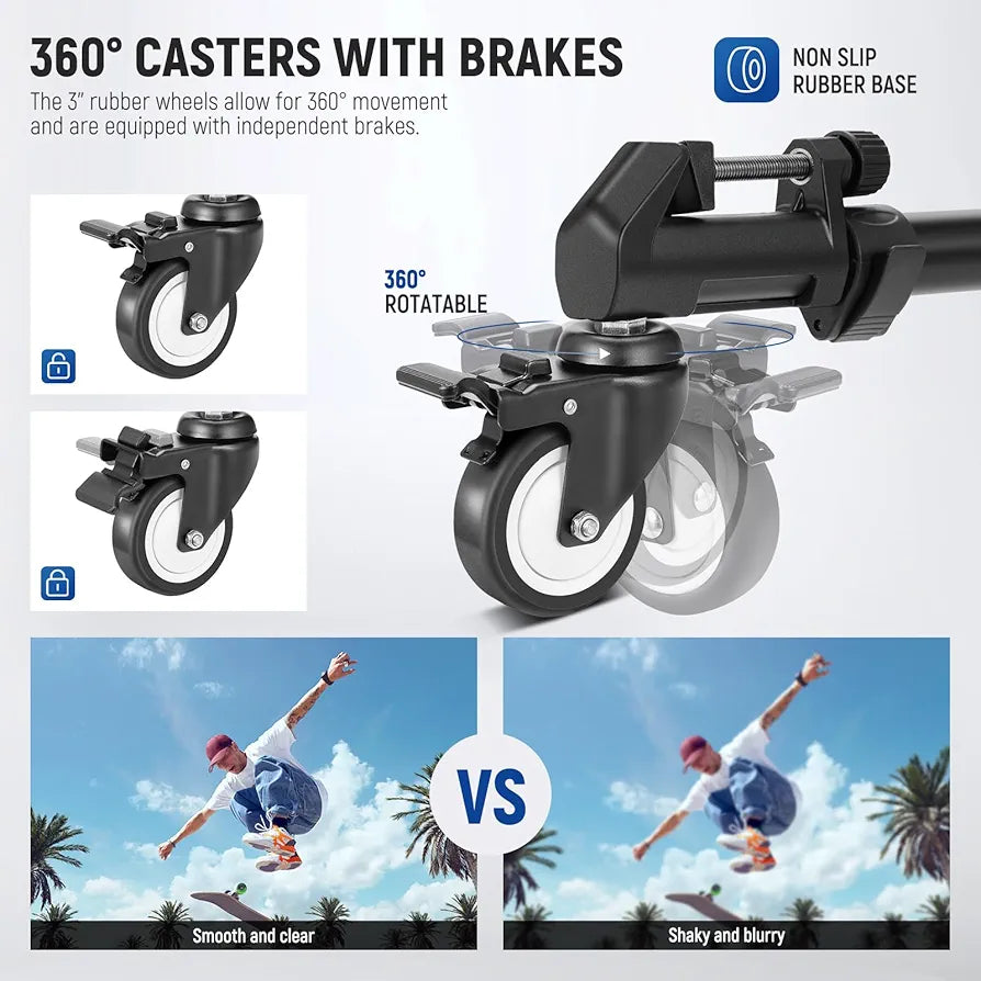 Neewer Heavy Duty Professional Universal Camera Tripod Dolly with 3-inch Rubber Wheels