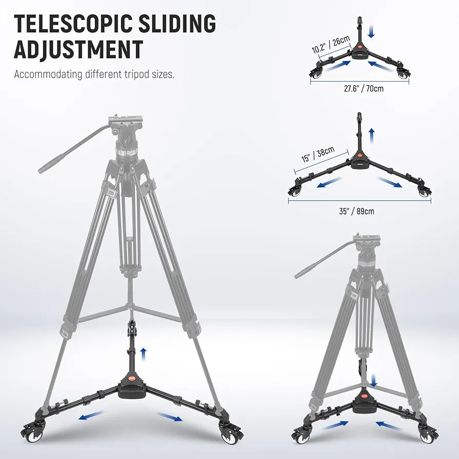 Neewer Heavy Duty Professional Universal Camera Tripod Dolly with 3-inch Rubber Wheels