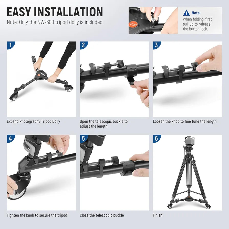 Neewer Heavy Duty Professional Universal Camera Tripod Dolly with 3-inch Rubber Wheels