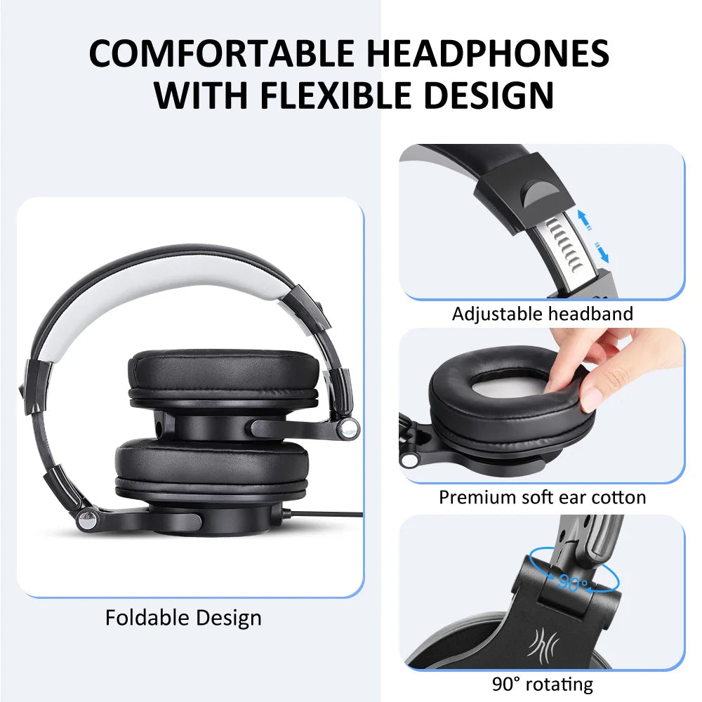 Profesisonal Wired Gaming Headset Gamer Hi-Res Over Ear Audio Headphones With Detachable Microphone