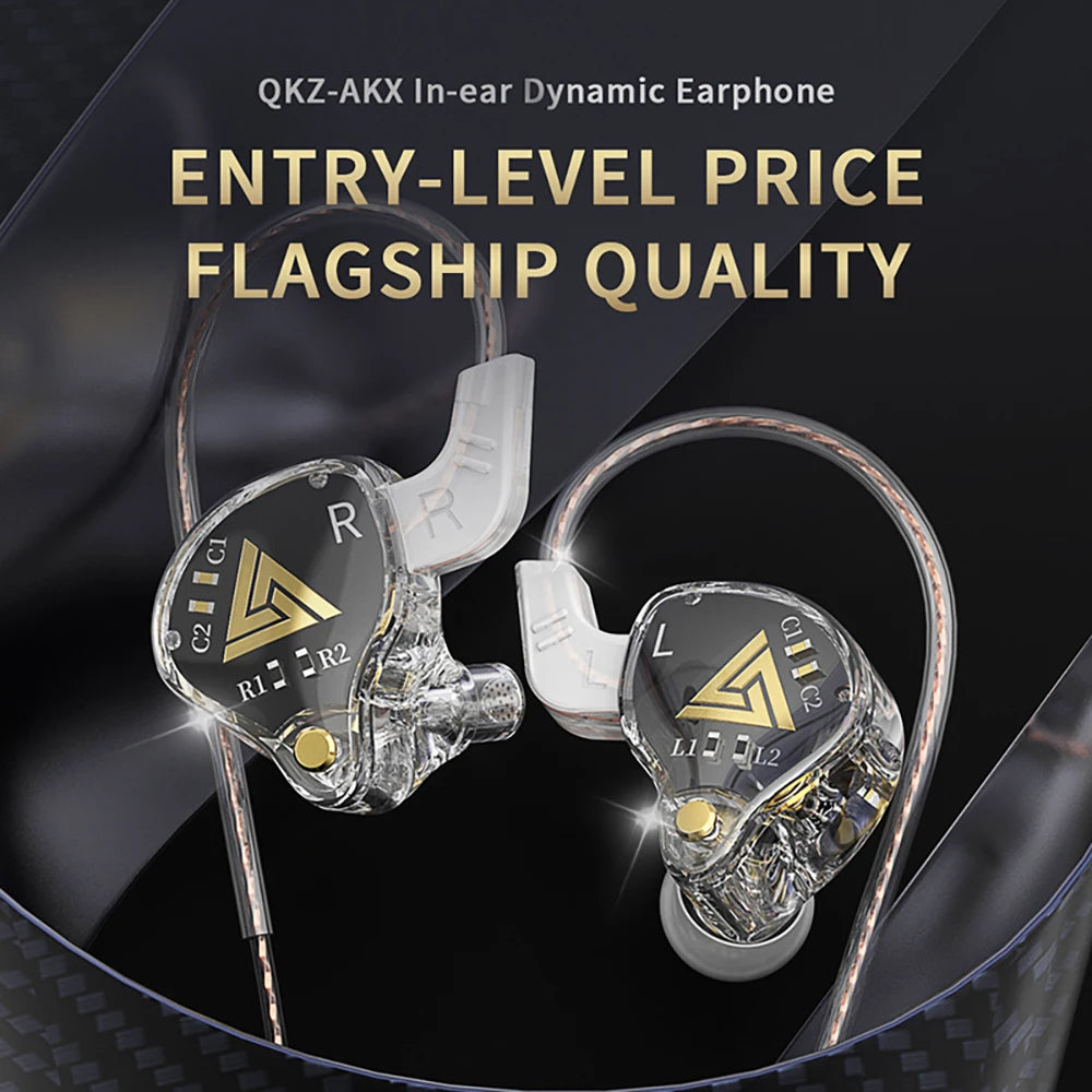 QKZ AKX DMX HIFI Heavy Bass In-Ear Earphones With Mic IEM Level 3.5mm Headphone