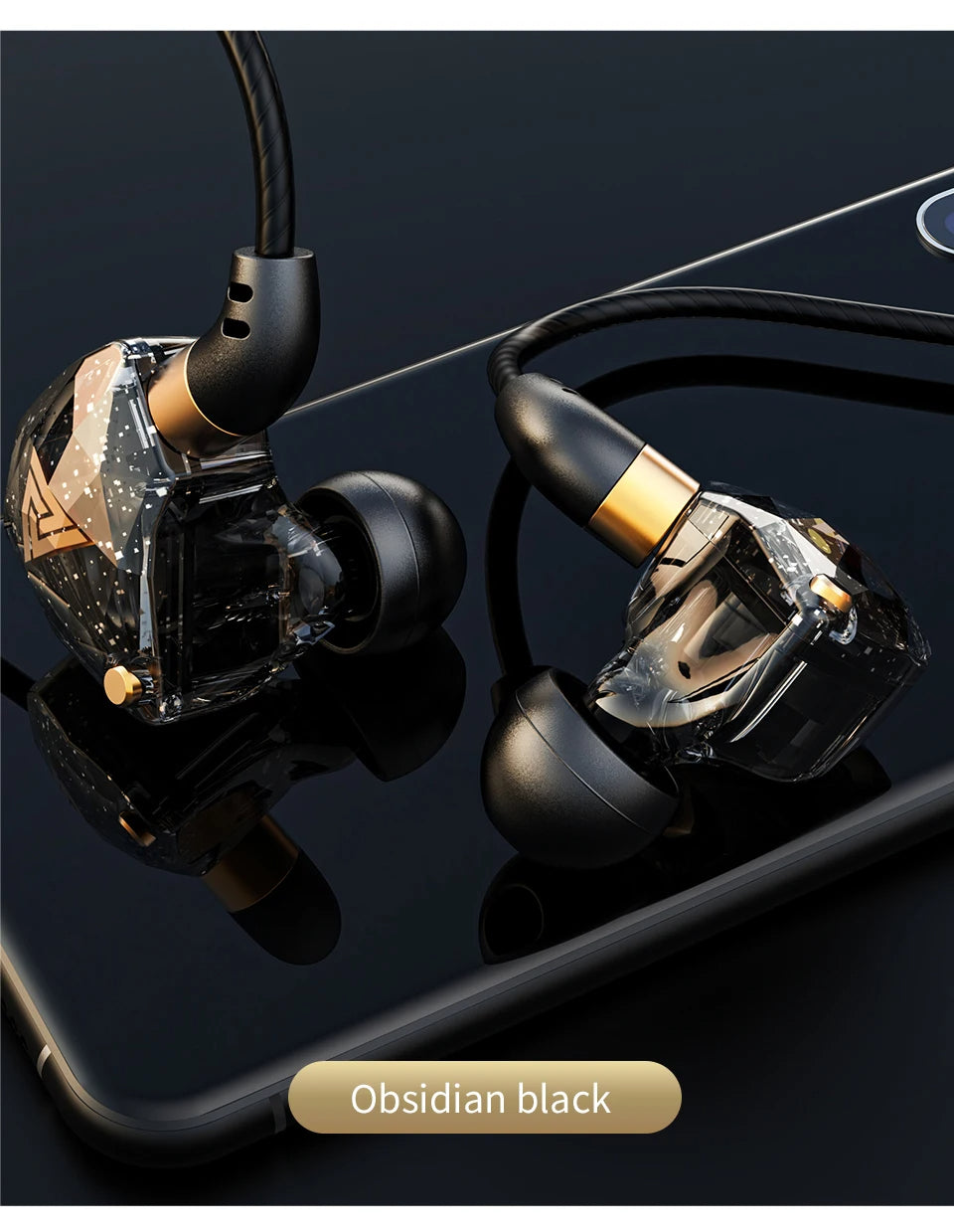 QKZ SK8 Wired IEM Headset With MIC HIFI Dynamic Stereo Heavy Bass 3.5MM AUX In Ear Monitor Earphone