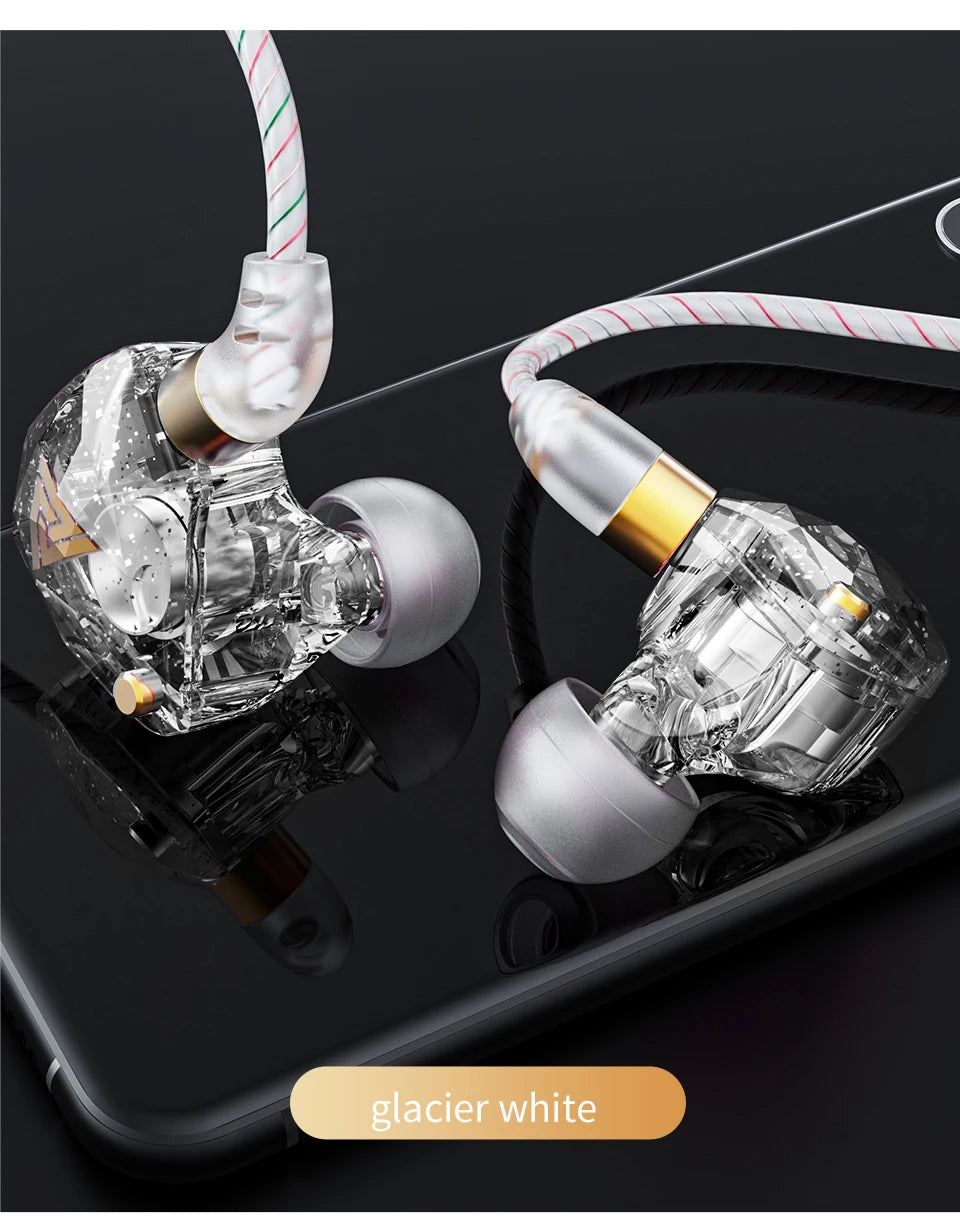 QKZ SK8 Wired IEM Headset With MIC HIFI Dynamic Stereo Heavy Bass 3.5MM AUX In Ear Monitor Earphone
