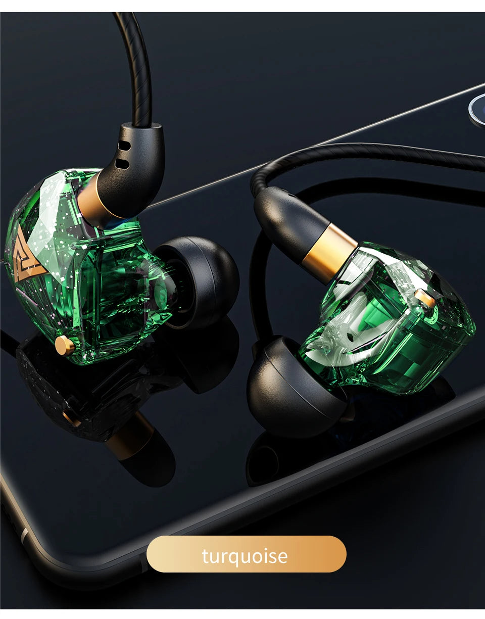 QKZ SK8 Wired IEM Headset With MIC HIFI Dynamic Stereo Heavy Bass 3.5MM AUX In Ear Monitor Earphone