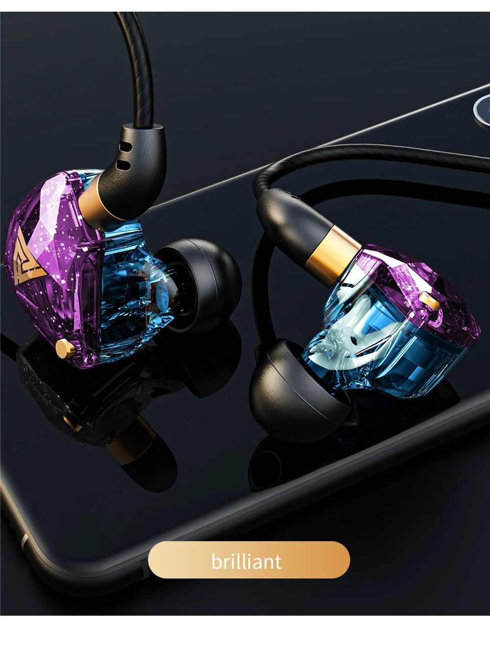 QKZ SK8 Wired IEM Headset With MIC HIFI Dynamic Stereo Heavy Bass 3.5MM AUX In Ear Monitor Earphone