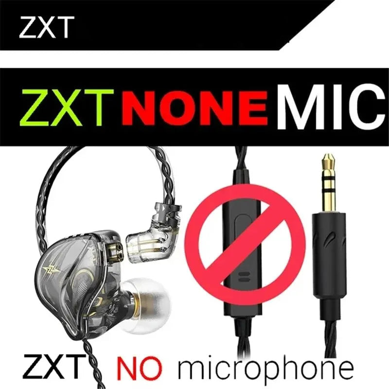 QKZ ZXT Wired In-Ear Earphones 3.5mm Jack HiFi Bass Headphones, Noise Cancelling IEM