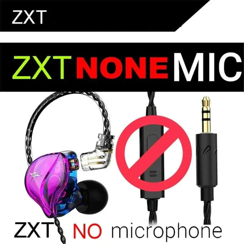 QKZ ZXT Wired In-Ear Earphones 3.5mm Jack HiFi Bass Headphones, Noise Cancelling IEM