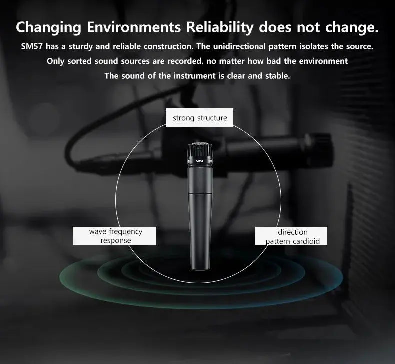 SM57 Dynamic Cardioid Microphone – Professional Wired Vocal & Instrument Mic for Stage, Studio, Karaoke & Recording