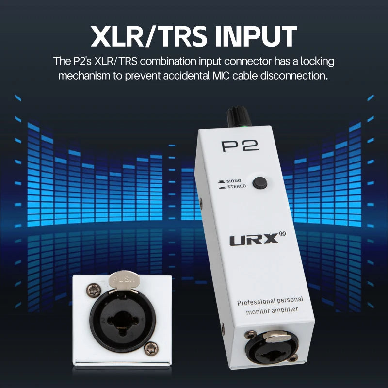 URX Bolanle P2 Personal In-Ear Monitor (IEM) Amplifier | Belt-Pack Headphone Amp with XLR & TRS Input
