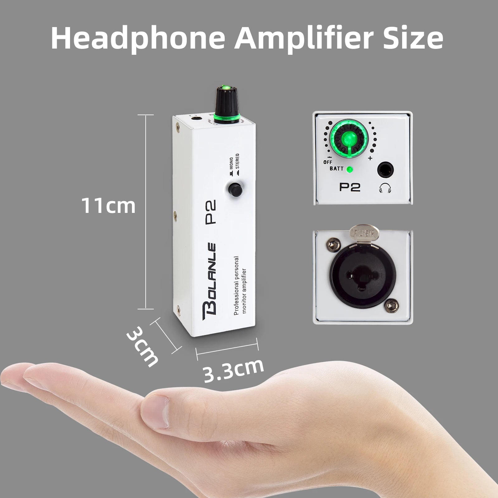 URX Bolanle P2 Personal In-Ear Monitor (IEM) Amplifier | Belt-Pack Headphone Amp with XLR & TRS Input