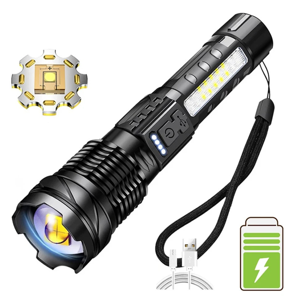 Ultra Bright Torch Powerful GT10 High beam LED Rechargable Flashlight Waterproof Camping Fishing