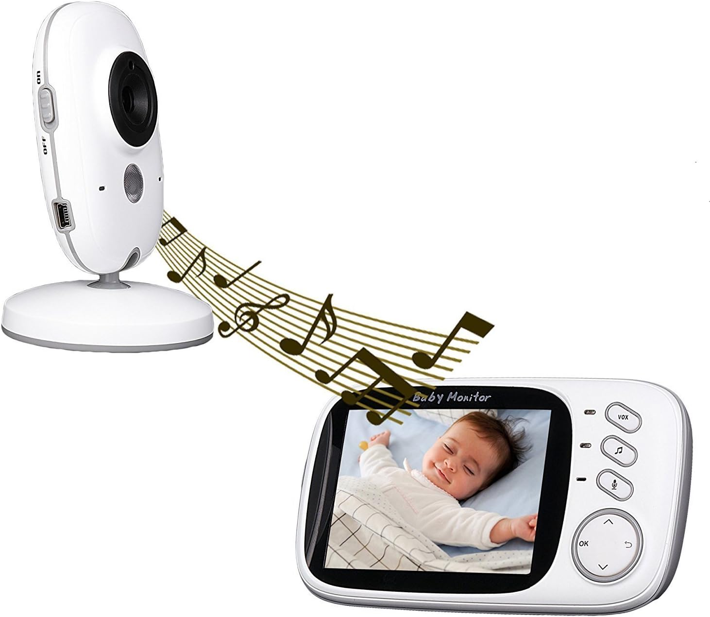 Video Baby Monitor camera with 3.2" LCD Wireless No app needed Audio Monitor with Camera Baby Alarm