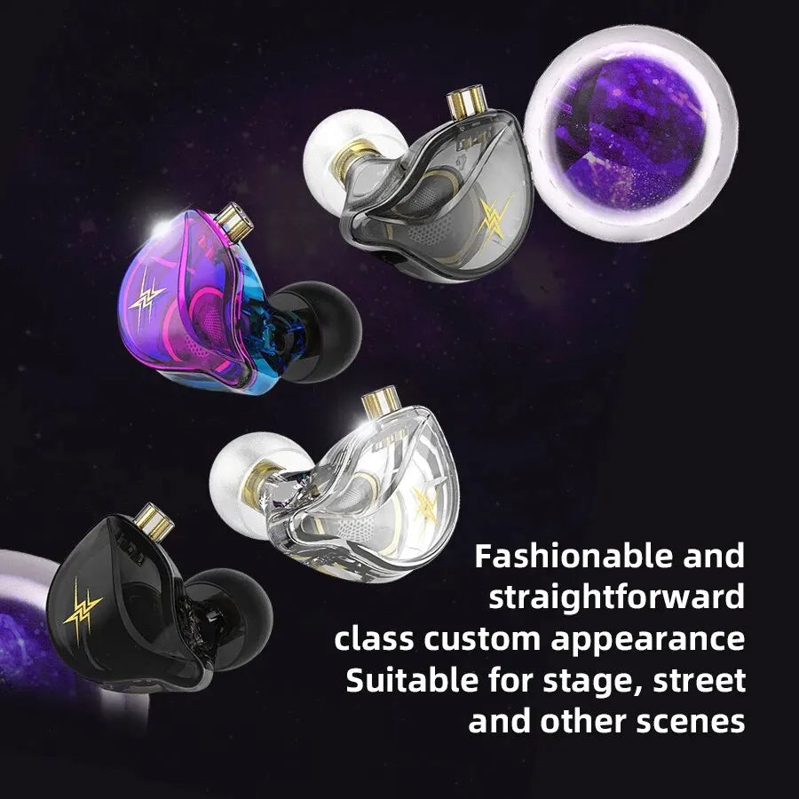 ZXT In-Ear Wired Double Earphones Clear No-Mic Dynamic DJ Monitor IEM Earbuds HIFI Music Sport Headphone