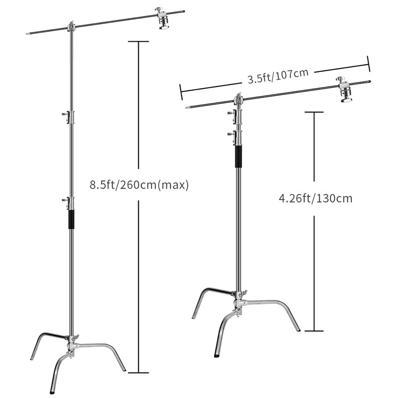 HRIDZ Stainless Steel Heavy Duty C Stand with Boom Arm for Bowen Light Softbox