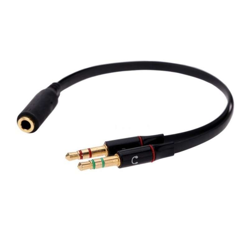 3.5mm Jack Y Splitter 2 Male to 1 Female Stereo Audio Headphone adapter Black cable