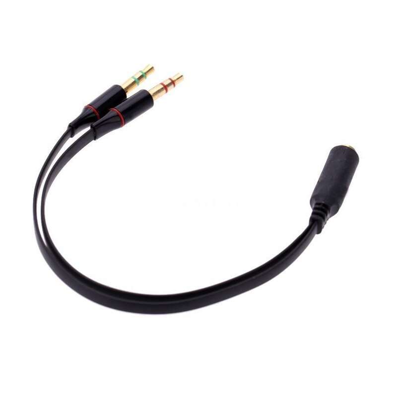 3.5mm Jack Y Splitter 2 Male to 1 Female Stereo Audio Headphone adapter Black cable