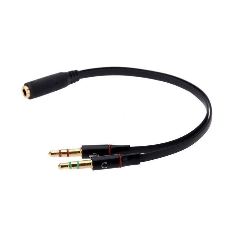 3.5mm Jack Y Splitter 2 Male to 1 Female Stereo Audio Headphone adapter Black cable