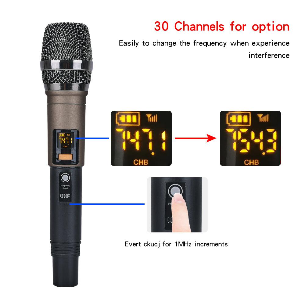 HRIDZ 4 Channel Audio Sound Mixer Karaoke DJ Machine with 2 Wireless Microphones