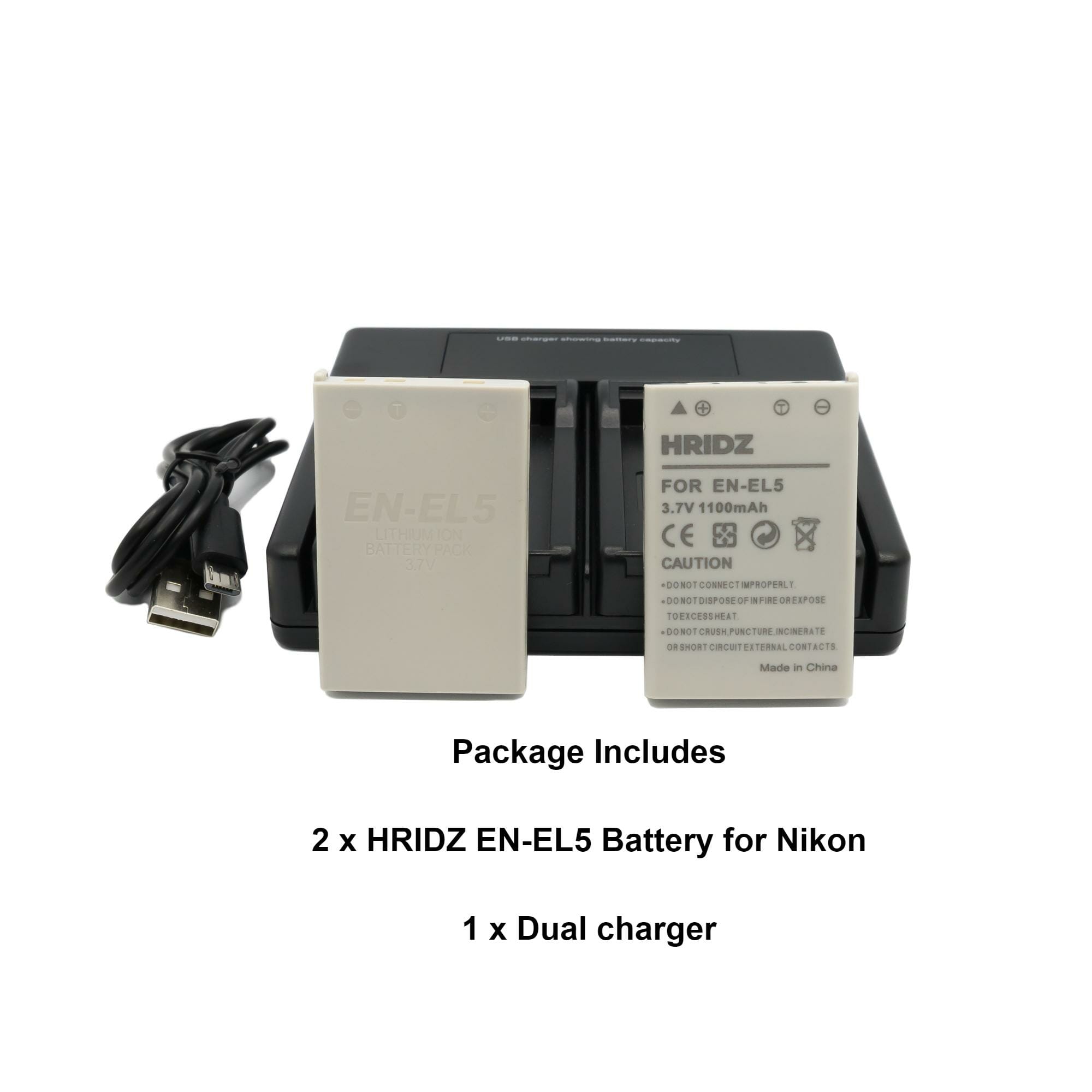 HRIDZ EN-EL5 2*Batterries & Dual Charger For Nikon Coolpix Battery 3700 4200 5200 5900 7900 E3700 P5000