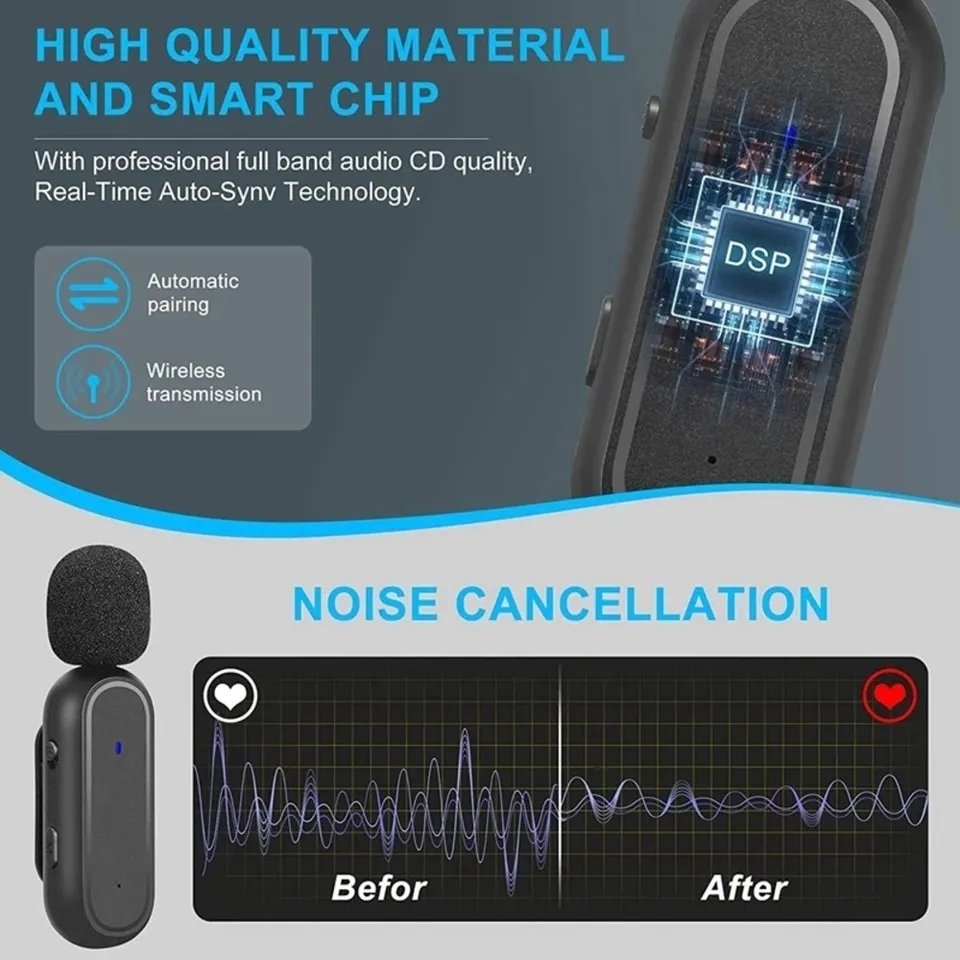 HRIDZ Wireless Lavalier Microphone Lightning Port Mic For iPhone ipad Vlog Live Stream