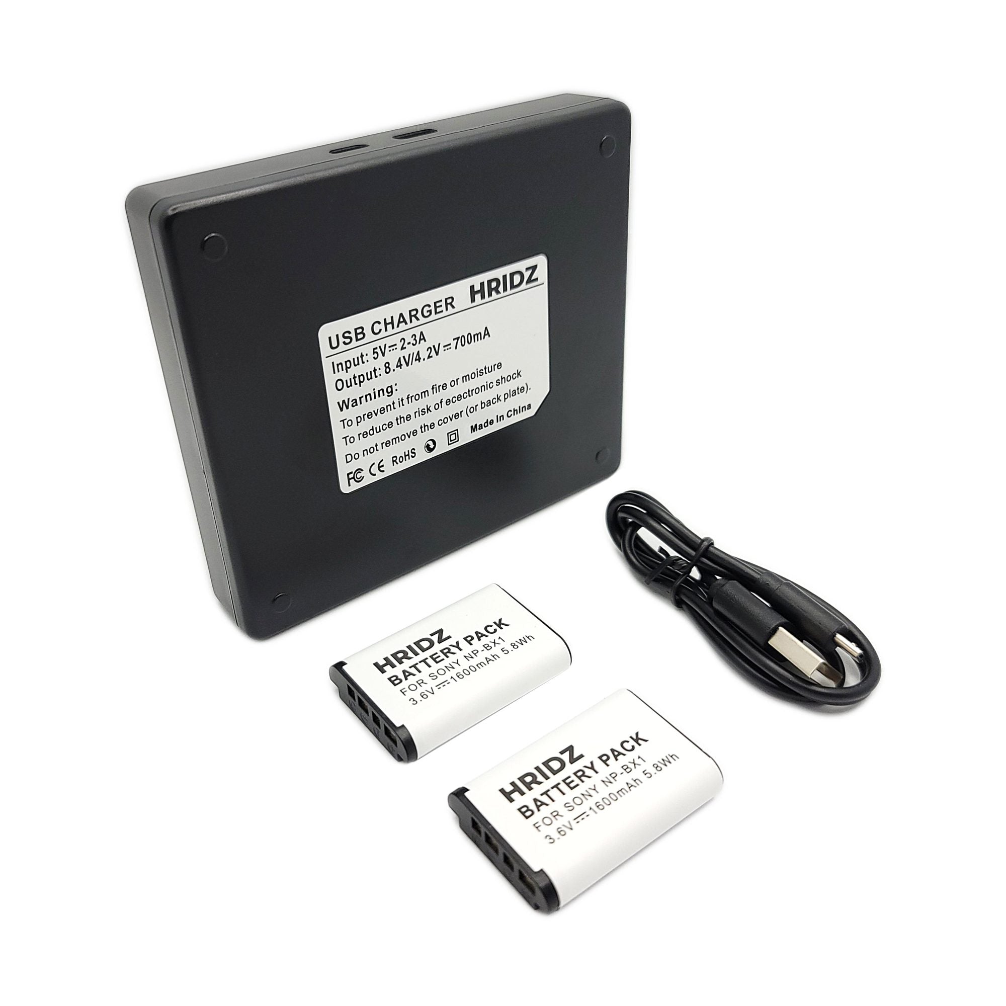 Hridz 1600mAh 2*Battery 1*Dual Charger for Sony RX100 NP-BX1 NPBX1 ZV1