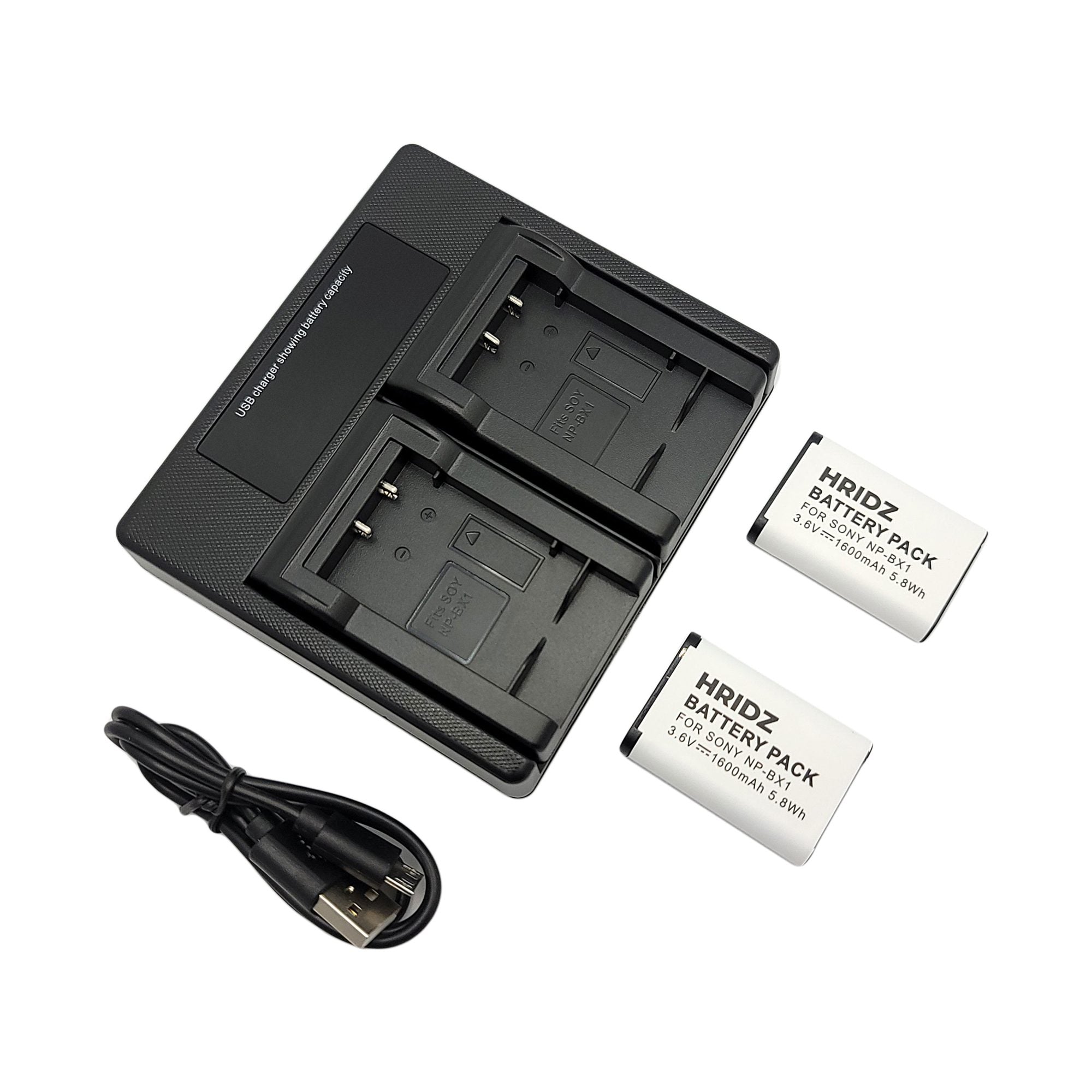 Hridz 1600mAh 2*Battery 1*Dual Charger for Sony RX100 NP-BX1 NPBX1 ZV1