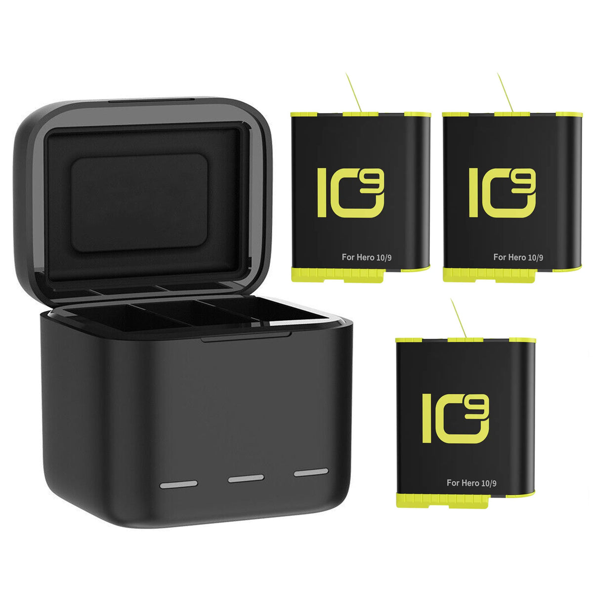 Hridz 1800mAh Battery & 3-Channel Charger for GoPro Hero 11, 10 & 9