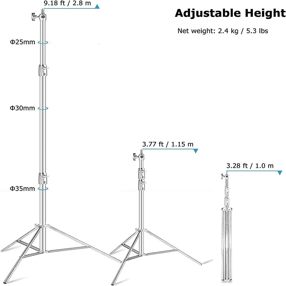 Hridz 2.8M Heavy duty Stainless Steel Stand for Light Softbox Strobe Umbrella