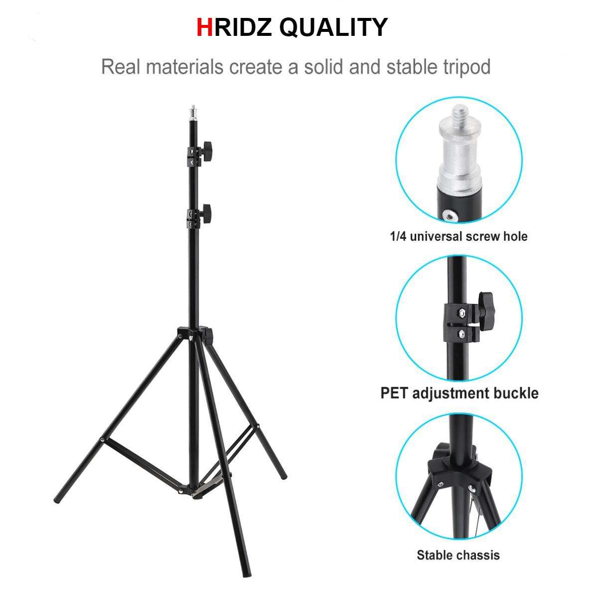 Hridz 210cm Adjustable Light Stand Tripod – 70-210cm, 1/4" Screw for Studio Flash & LED Lights
