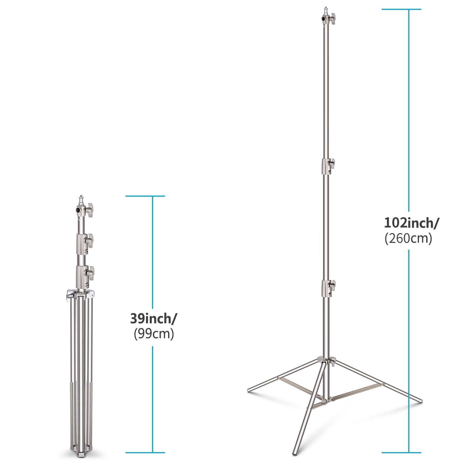Hridz 280cm Stainless Steel Light Stand Heavy Duty with Spigot