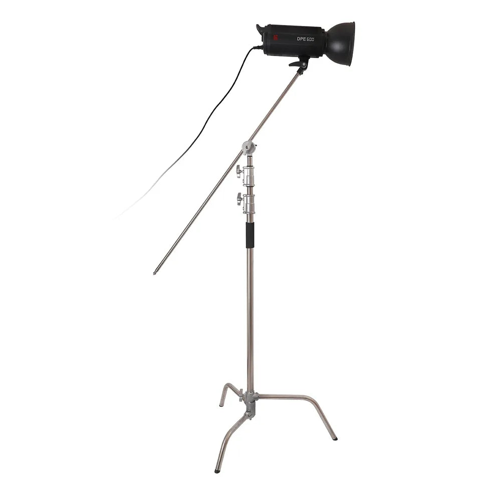 Hridz 3.3m Stainless Steel Heavy Duty C-Stand Century Stand with 1.28m Boom Arm 2 Grip Heads Set