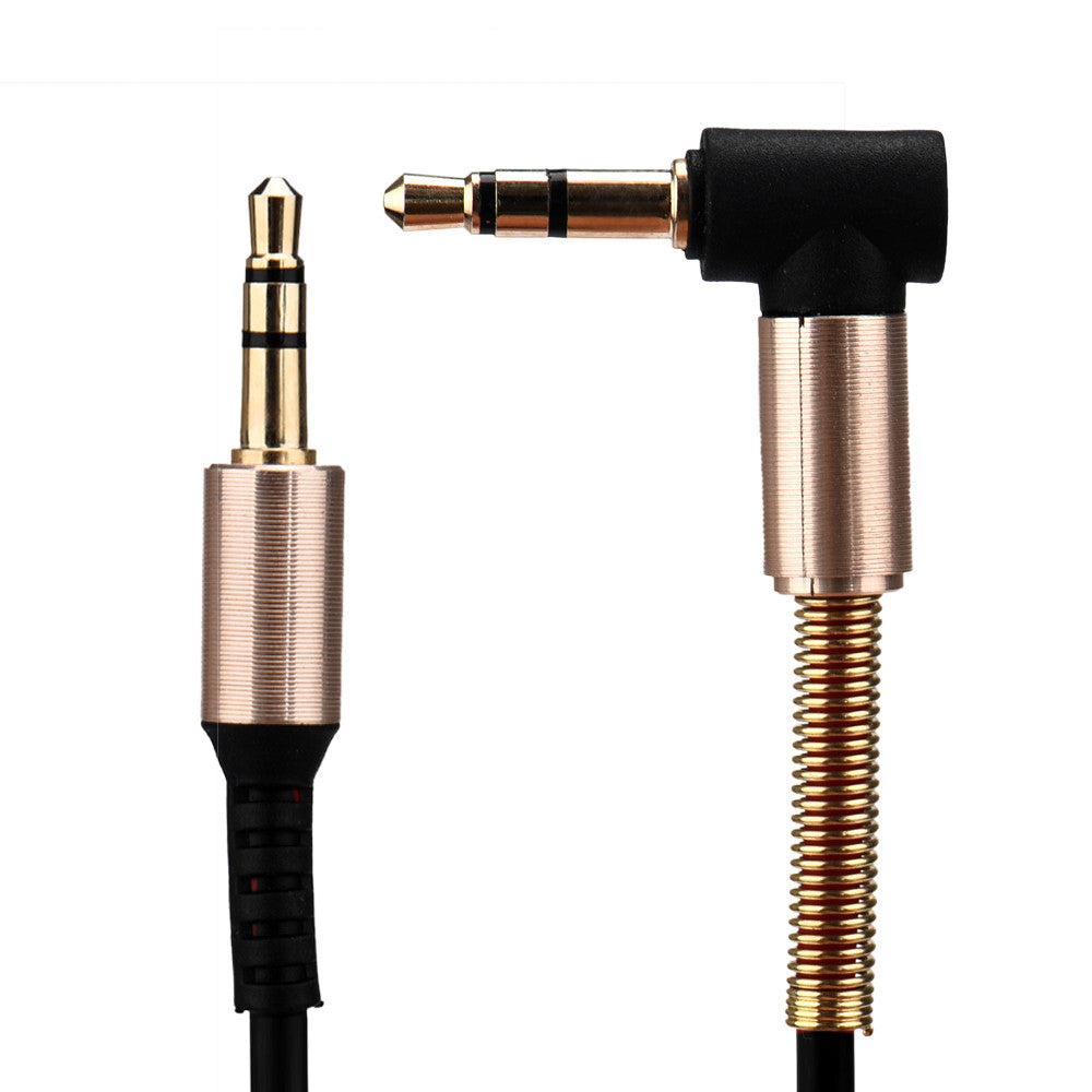 Hridz 3.5 AUX Anti-break high-elastic headphone cable 90 degree elbow spring audio cable