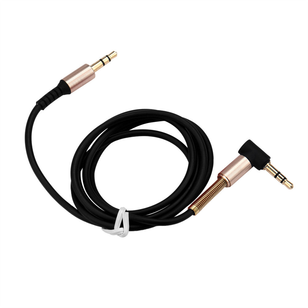 Hridz 3.5mm AUX Cable – 90° Elbow, Anti-Break Spring Coil Audio Cable (1m)