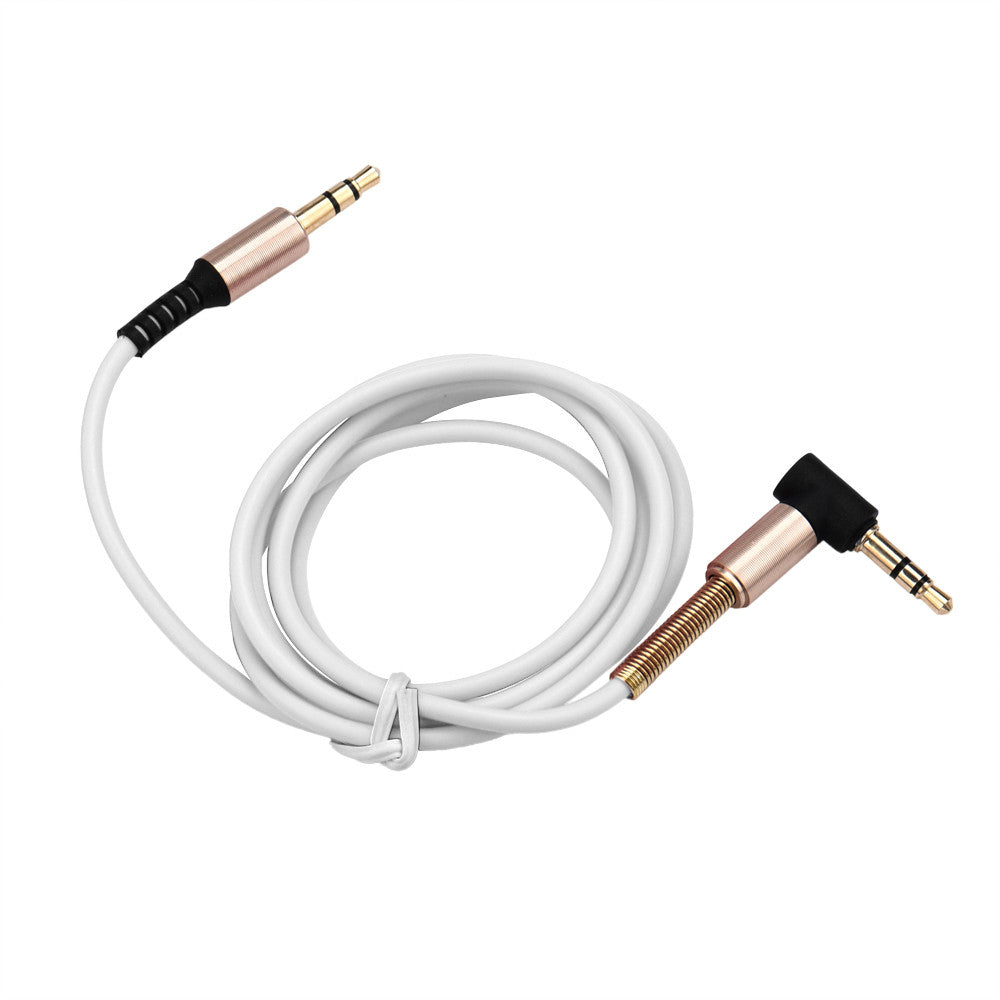 Hridz 3.5mm AUX Cable – 90° Elbow, Anti-Break Spring Coil Audio Cable (1m)