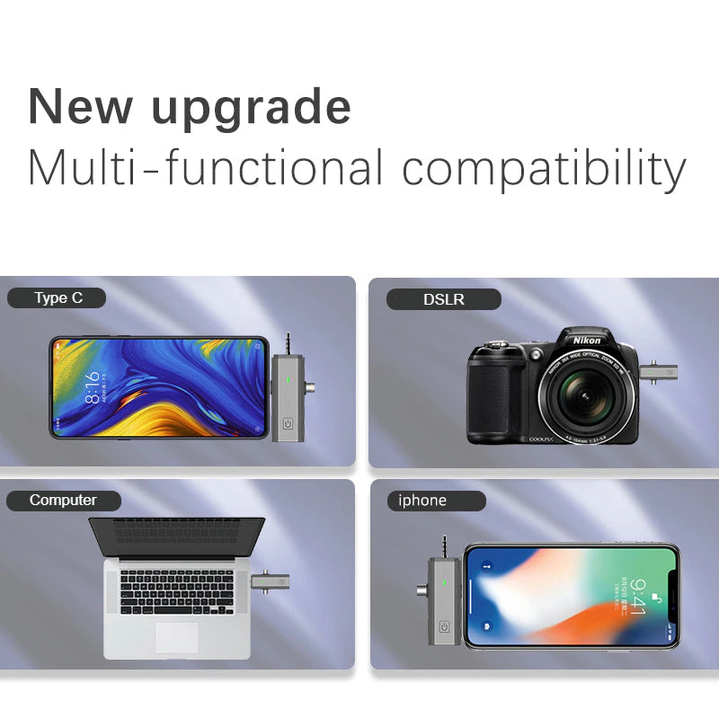 Hridz 3 In 1 Wireless Lavalier Lapel Microphone Set For Iphone Android SLR Camera