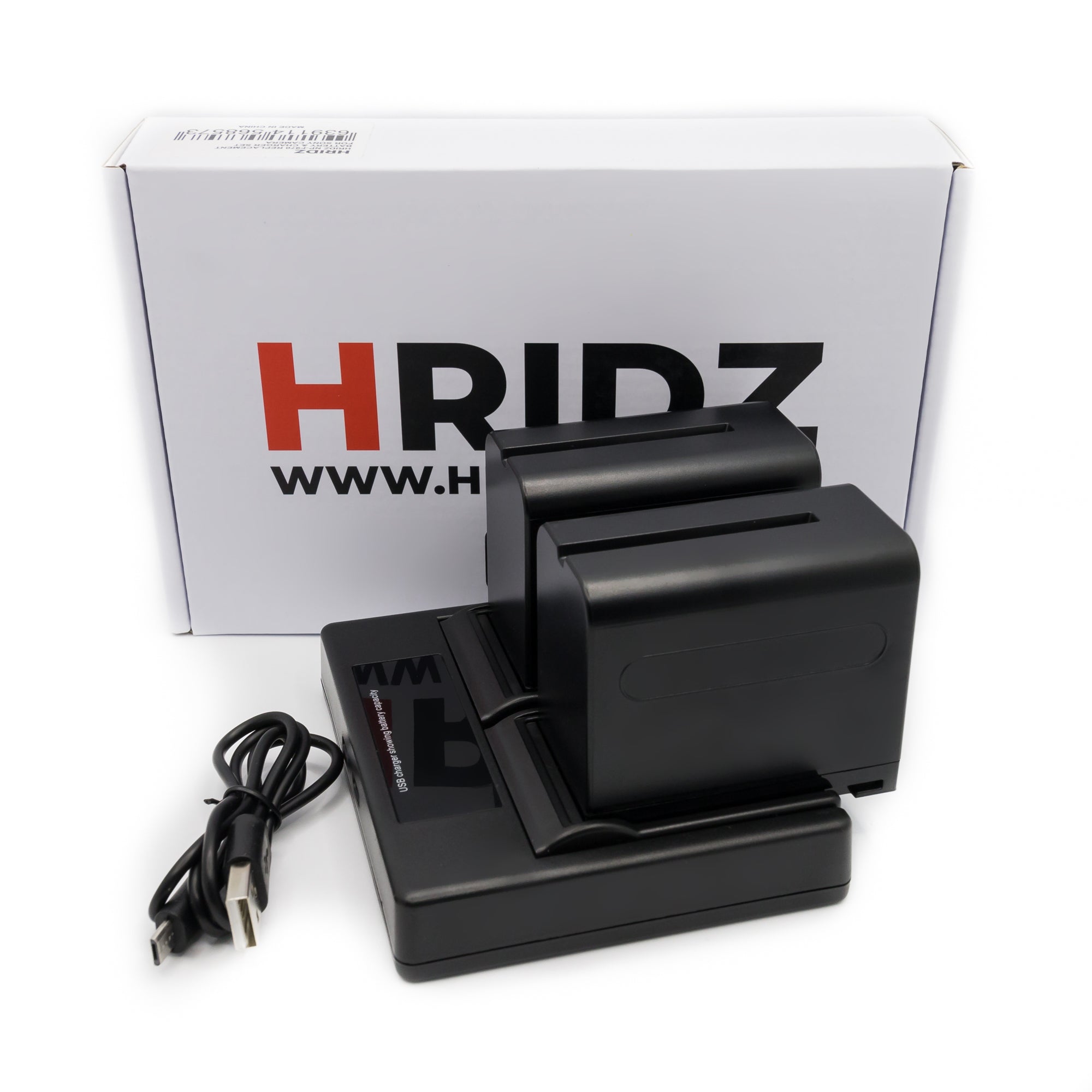 Hridz 6600mAh 2*Batteries 1* Dual Charger set for Sony NPF Video Monitor Camcorder Video Light