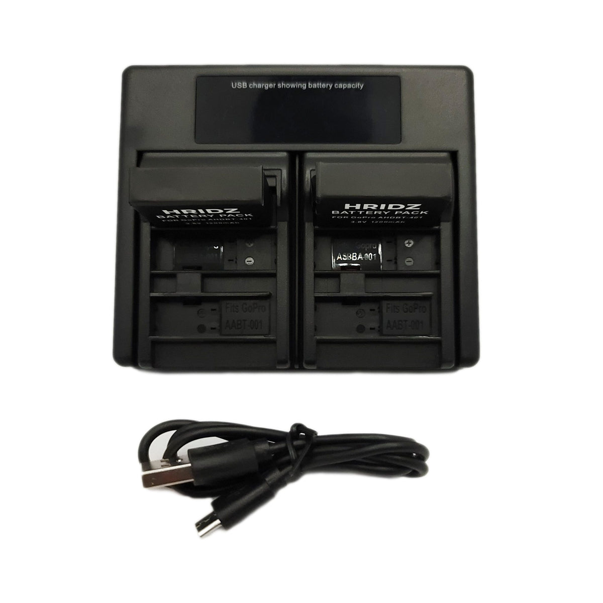 Hridz AHDBT-401 Battery Charger for GoPro HERO4 Black & Silver
