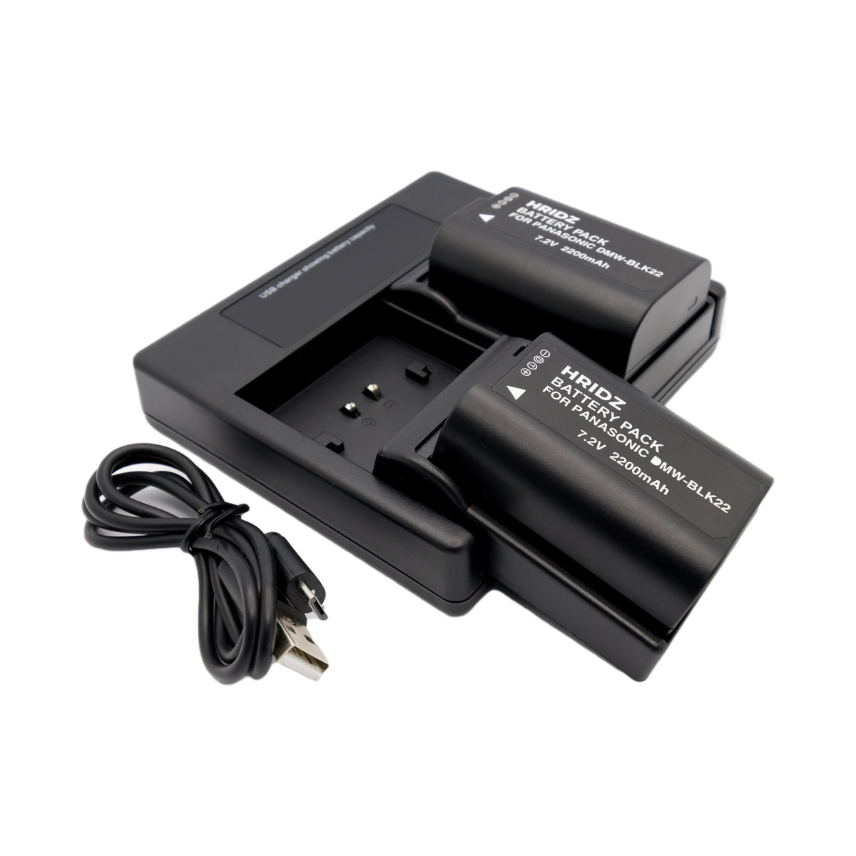 Hridz BLK22 2 Batteries & Dual Charger Kit for Panasonic Lumix S5/GH5/G9/GH5s/GH6
