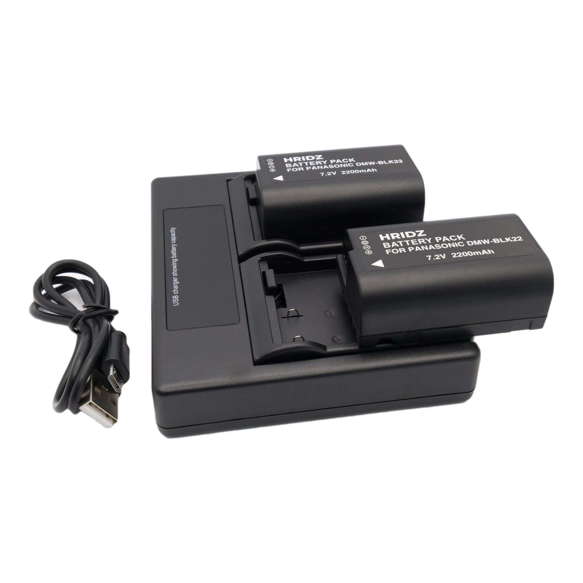 Hridz BLK22 2*Battery 1*Dual Charger for Panasonic DMW-BLK22 LUMIX DSLR Camera GH5s S9 G9
