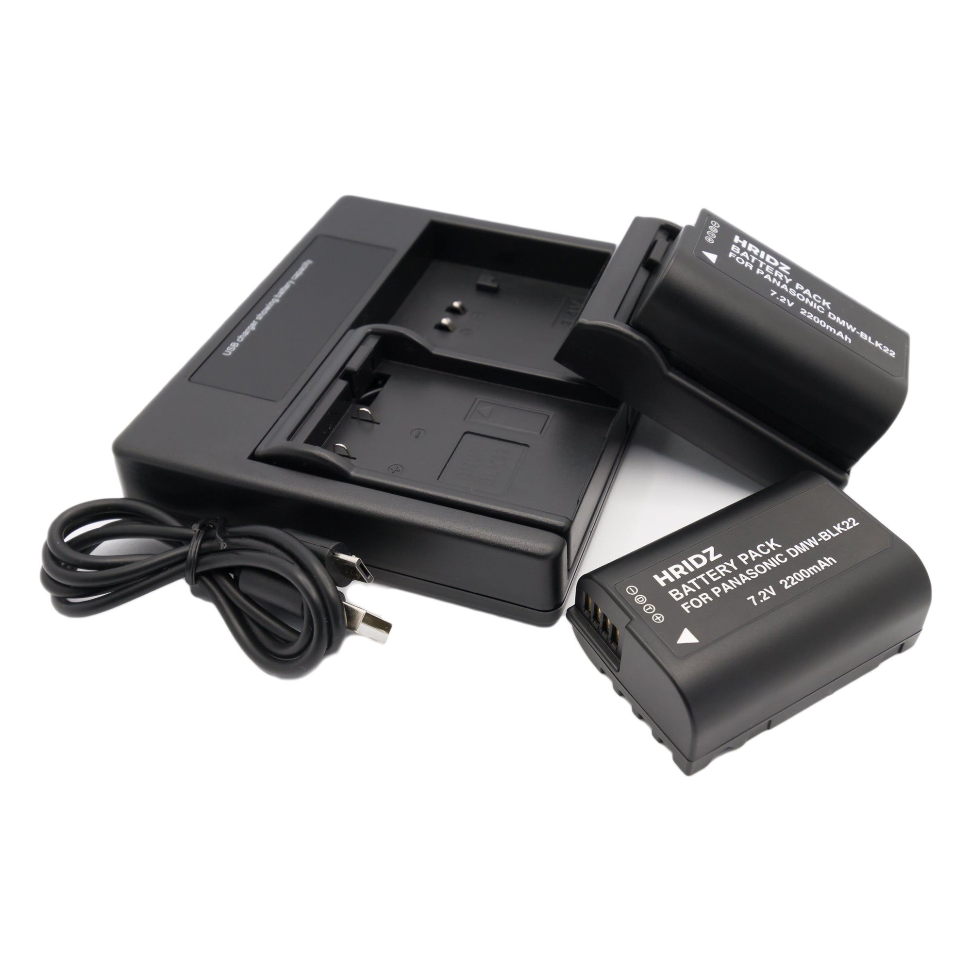 Hridz BLK22 Batteries & Charger Set for Panasonic Lumix G9 S5 GH6 GH5 GH5s & BLF19